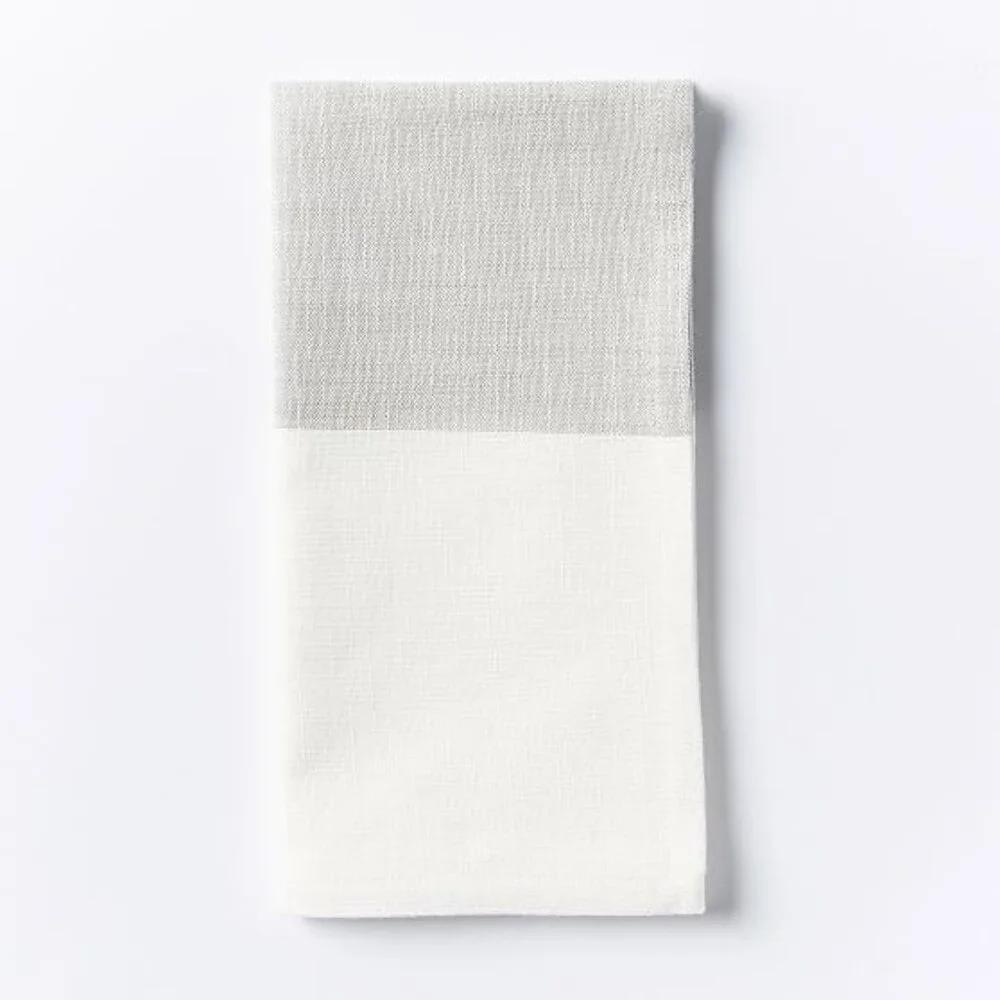 WEST ELM | NEW | Center Stripe Woven Napkin, Set of 16, Platinum